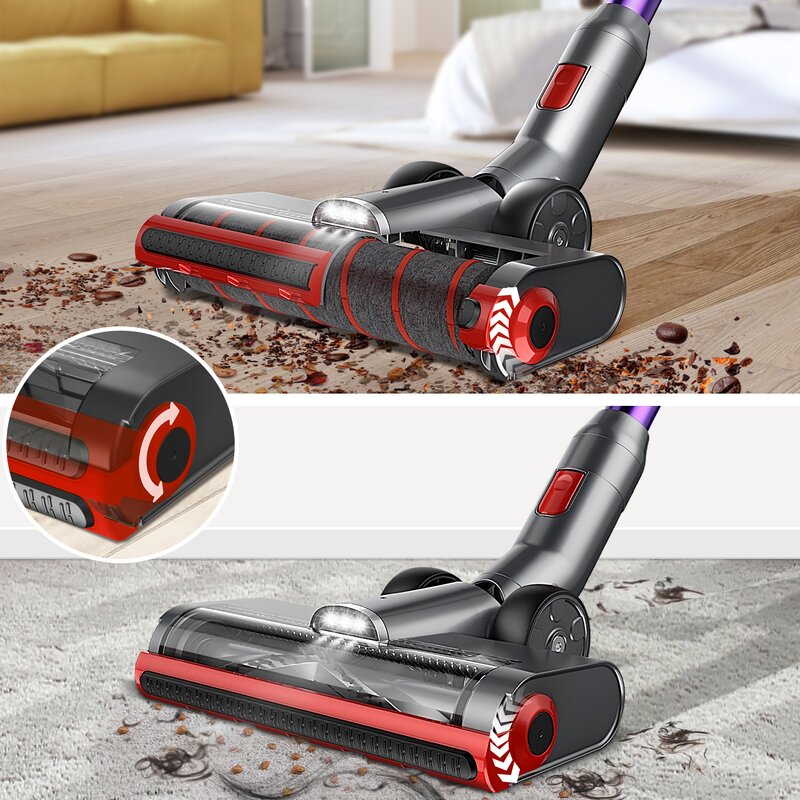 JASHEN V16 Cordless Vacuum Cleaner, 350W Strong Suction Stick Vacuum UltraQuiet Wall Mounted